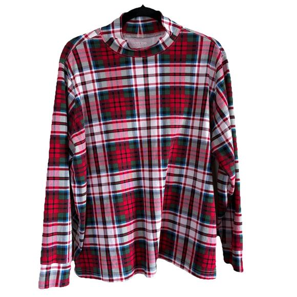 Set of 2 Lands’ End Turtleneck Shirts Red Plaid & Blue Windowpane Size 2X - Picture 3 of 10